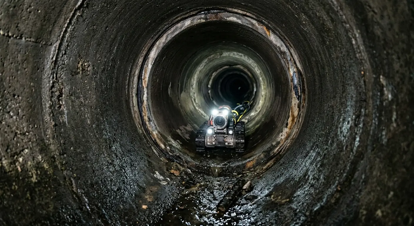 Robotic sewer camera inspecting pipe interior for Sewer Line Repair in Tichigan